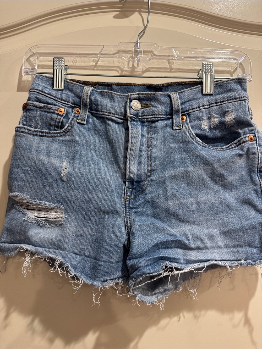 Levi's Light Blue Distressed Denim Cutoff Shorts
